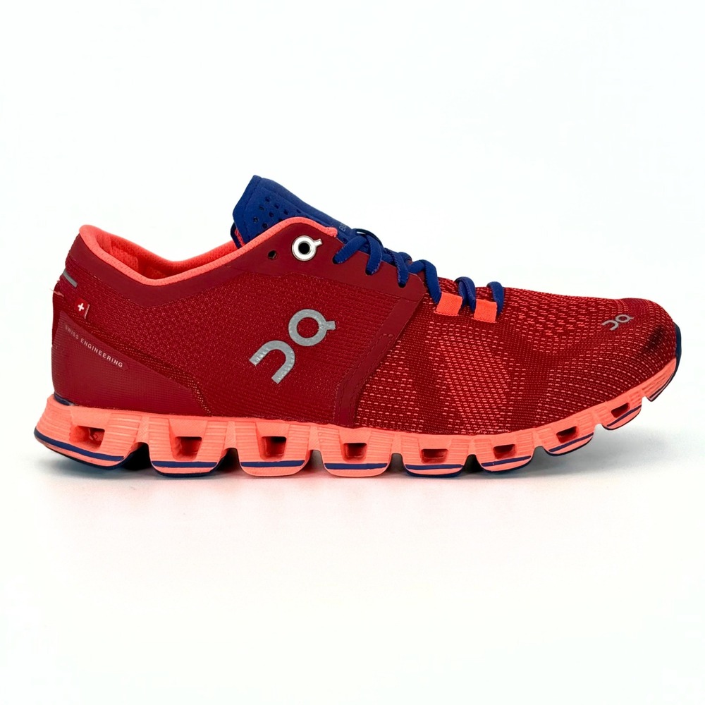 On Cloud X Womens 6.5 Running Shoes Red Orange Athletic Gym Training Sneakers - Picture 5 of 10
